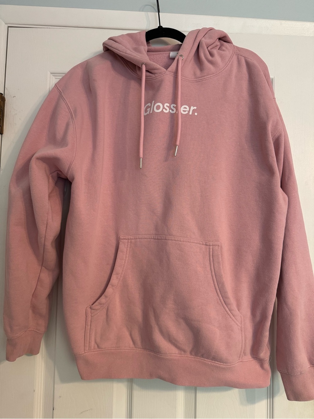 Glossier Pink Logo Hoodie Sweatshirt